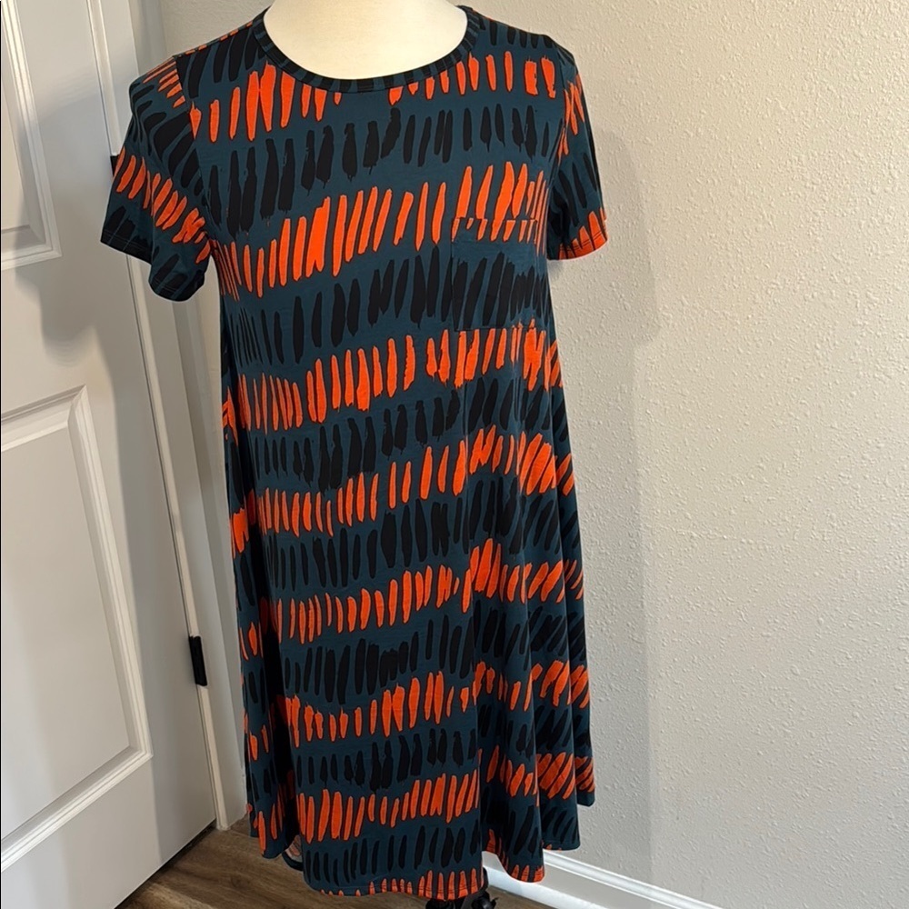 LuLaRoe Asymmetrical Dress - Black and Orange